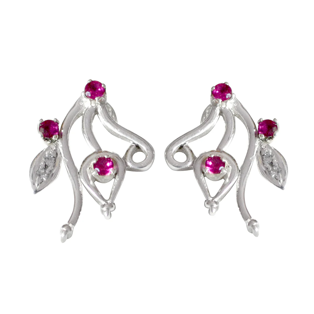 Multi CZ African Nayara multiple Stud multicolor Silver Earring