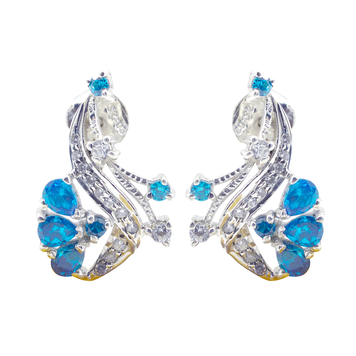 Multi CZ American Freya multiple Stud multicolor Silver Earring