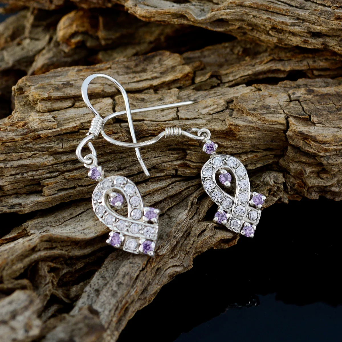 Multi CZ Australian Eva multiple Dangle multicolor 925 Silver Earring - Image 3