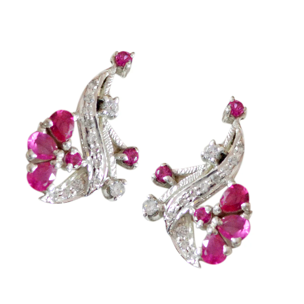 Multi CZ French Abigail multiple Stud multicolor Sterling Silver Earring - Image 2