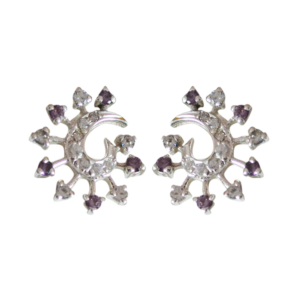Multi CZ German Charlotte multiple Stud multicolor 92.5 Silver Earring