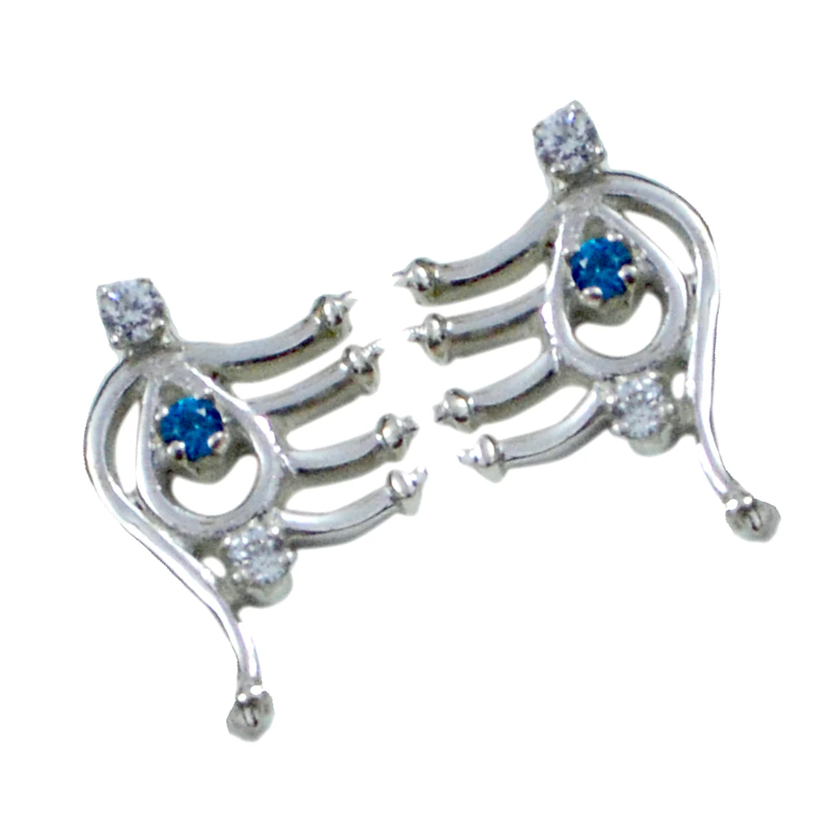 Multi CZ Italian Aurora multiple Stud multicolor 92.5 Silver Earring - Image 3