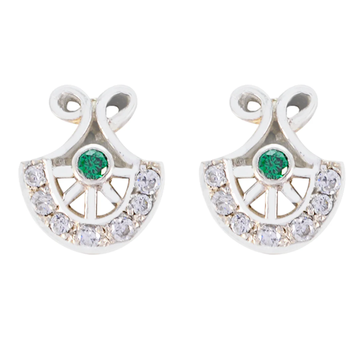 Multi CZ Korean Rebeca multiple Stud multicolor Sterling Silver Earring