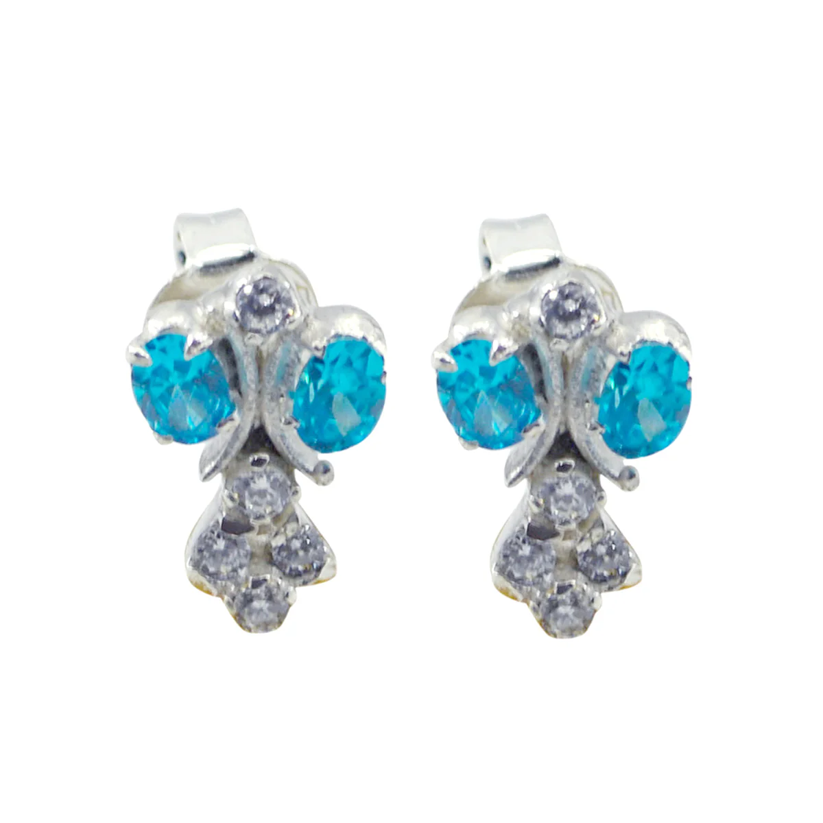 Multi CZ Latin American Micaela multiple Stud multicolor Silver Earring