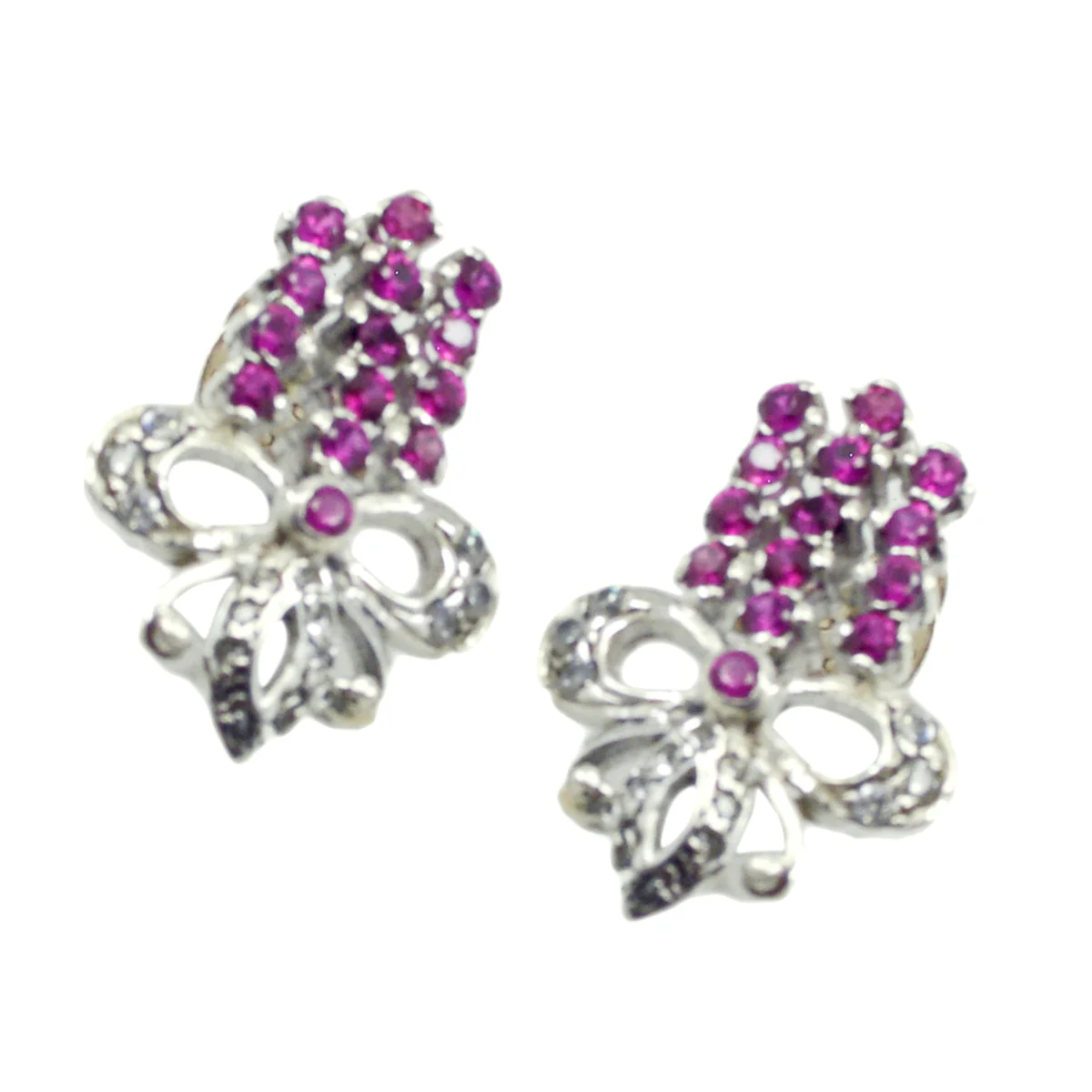Multi CZ Mexican Teresa multiple Stud multicolor 925 Sterling Silver Earring - Image 2