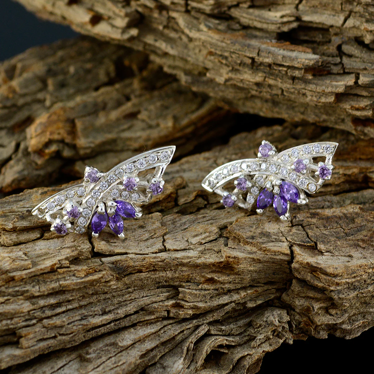 Multi CZ Moroccan Rebeca multiple Stud multicolor 925 Silver Earring - Image 3