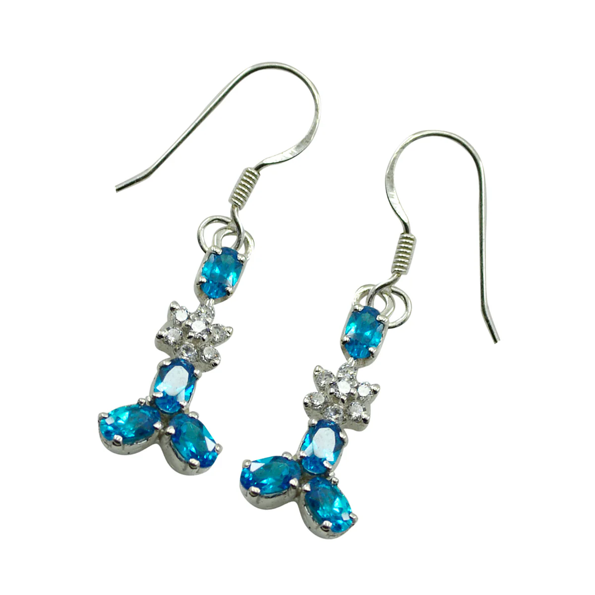 Multi CZ Spanish Bianca multiple Dangle multicolor Sterling Silver Earring - Image 2