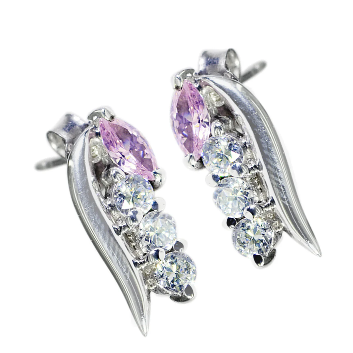 Multi CZ Spanish Victoria multiple Stud multicolor 92.5 Silver Earring - Image 3
