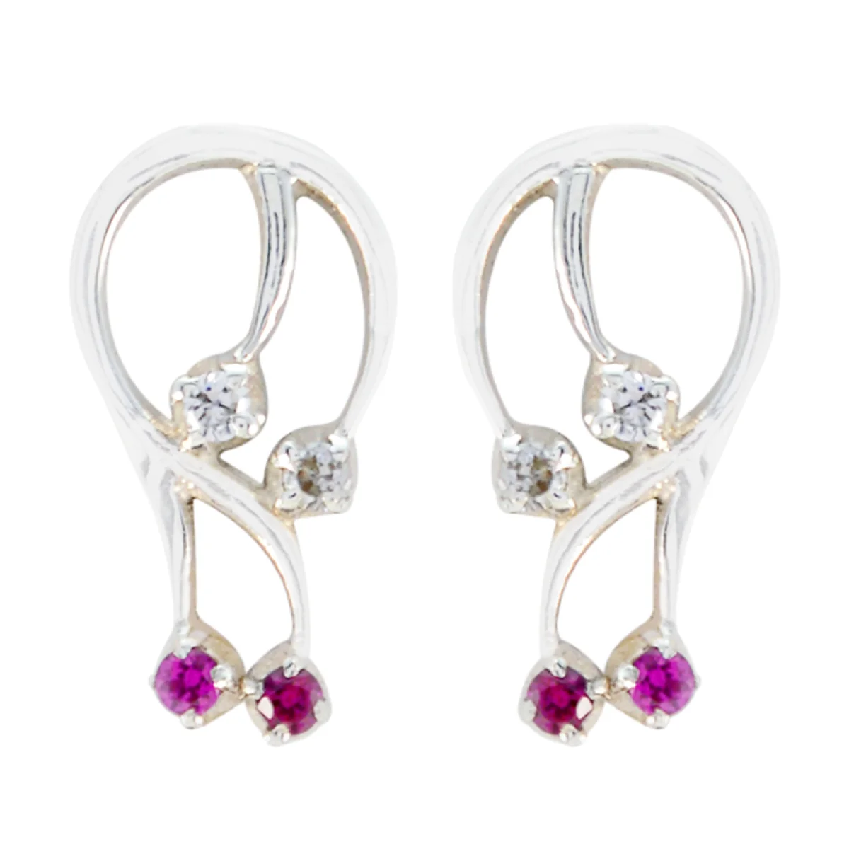 Multi CZ Turkish Audrey multiple Stud multicolor Sterling Silver Earring