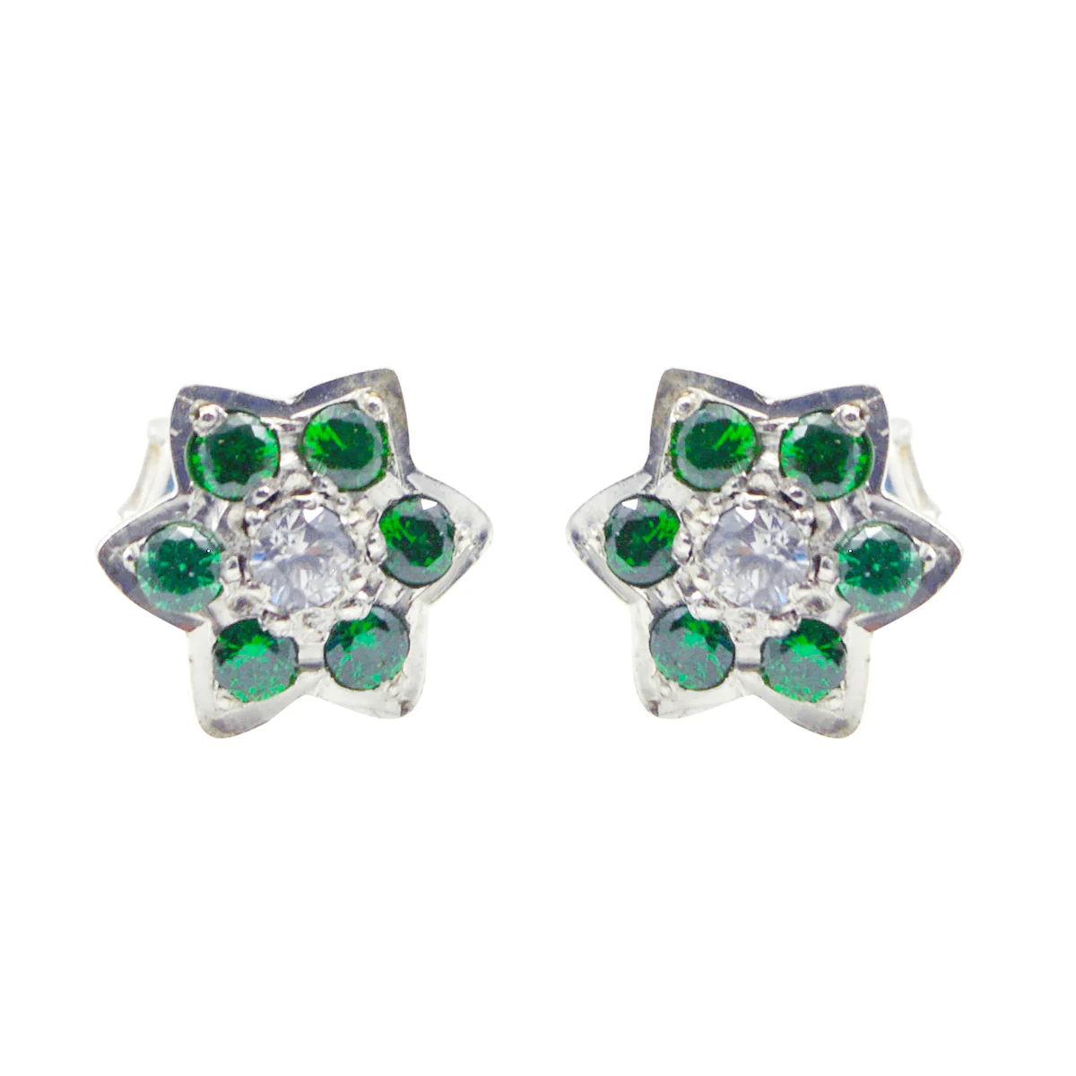 Multi CZ Turkish Rosa multiple Stud multicolor Sterling Silver Earring