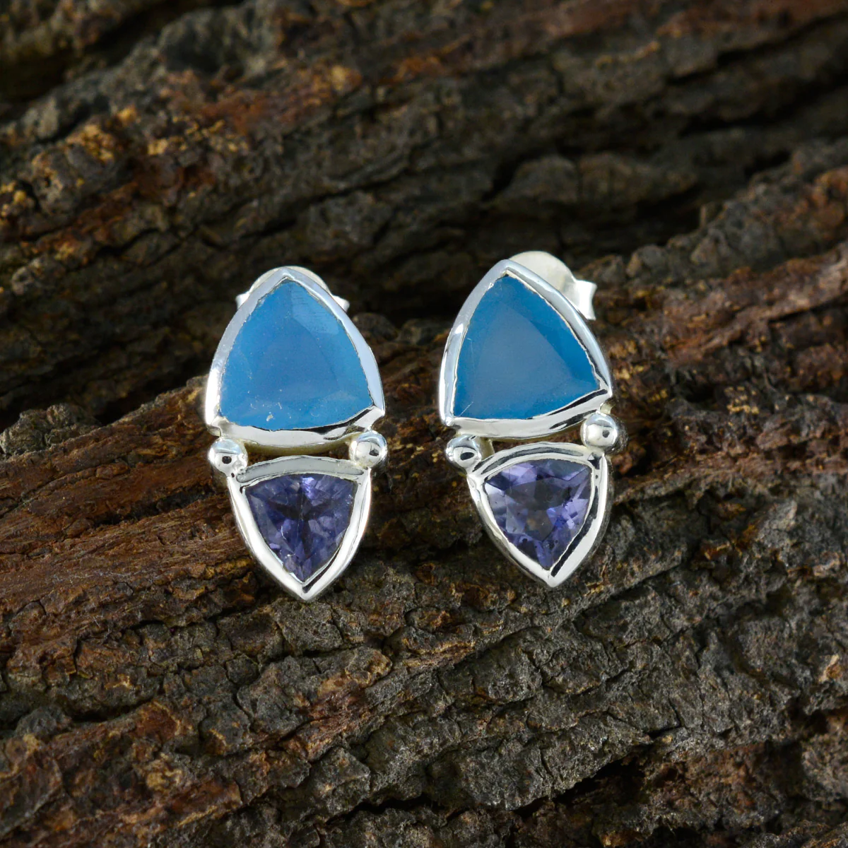 Multi Egyptian Alice Toi et Moi Stud multicolor Silver Earring - Image 3