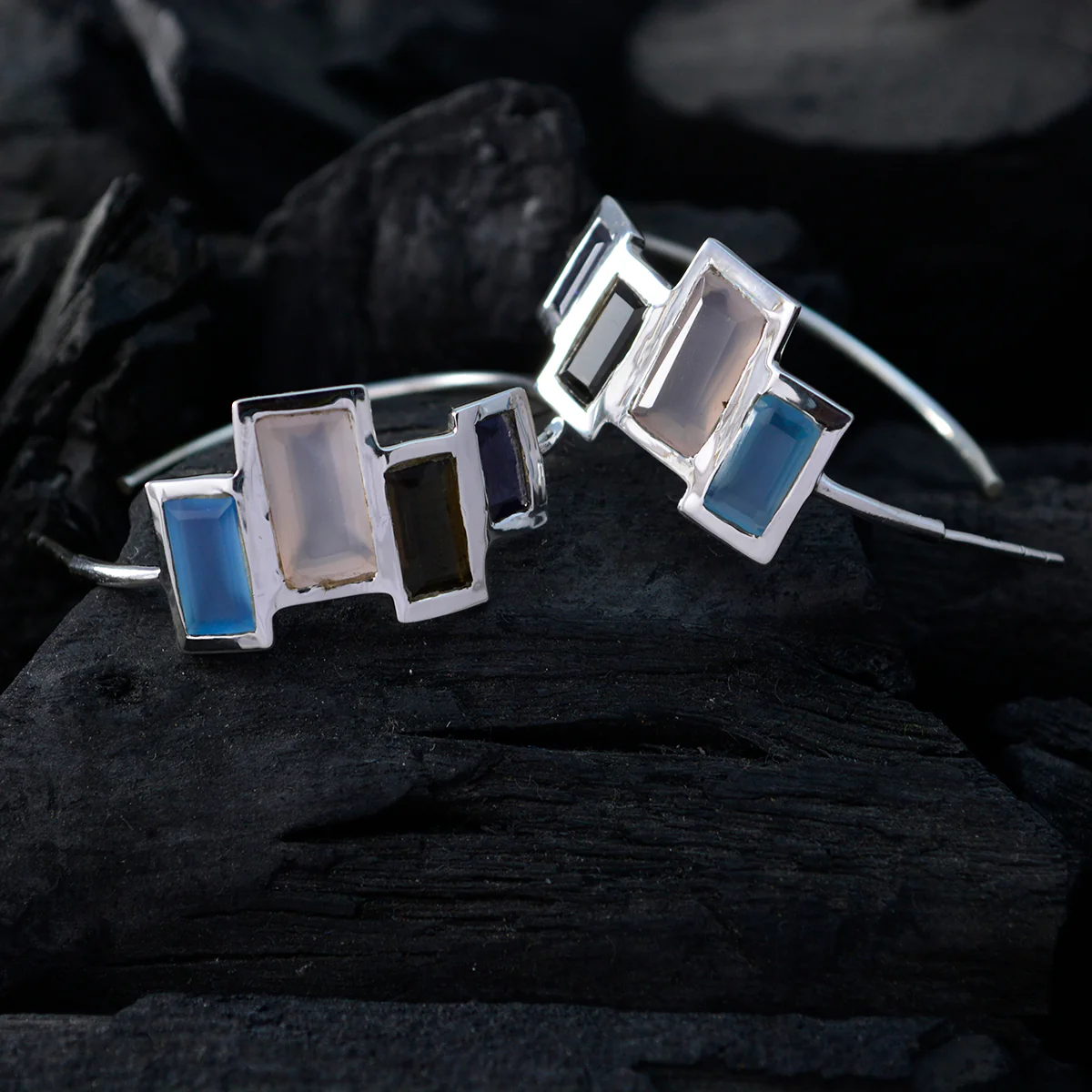 Multi Egyptian Carolina multiple Stud multicolor Silver Earring - Image 2