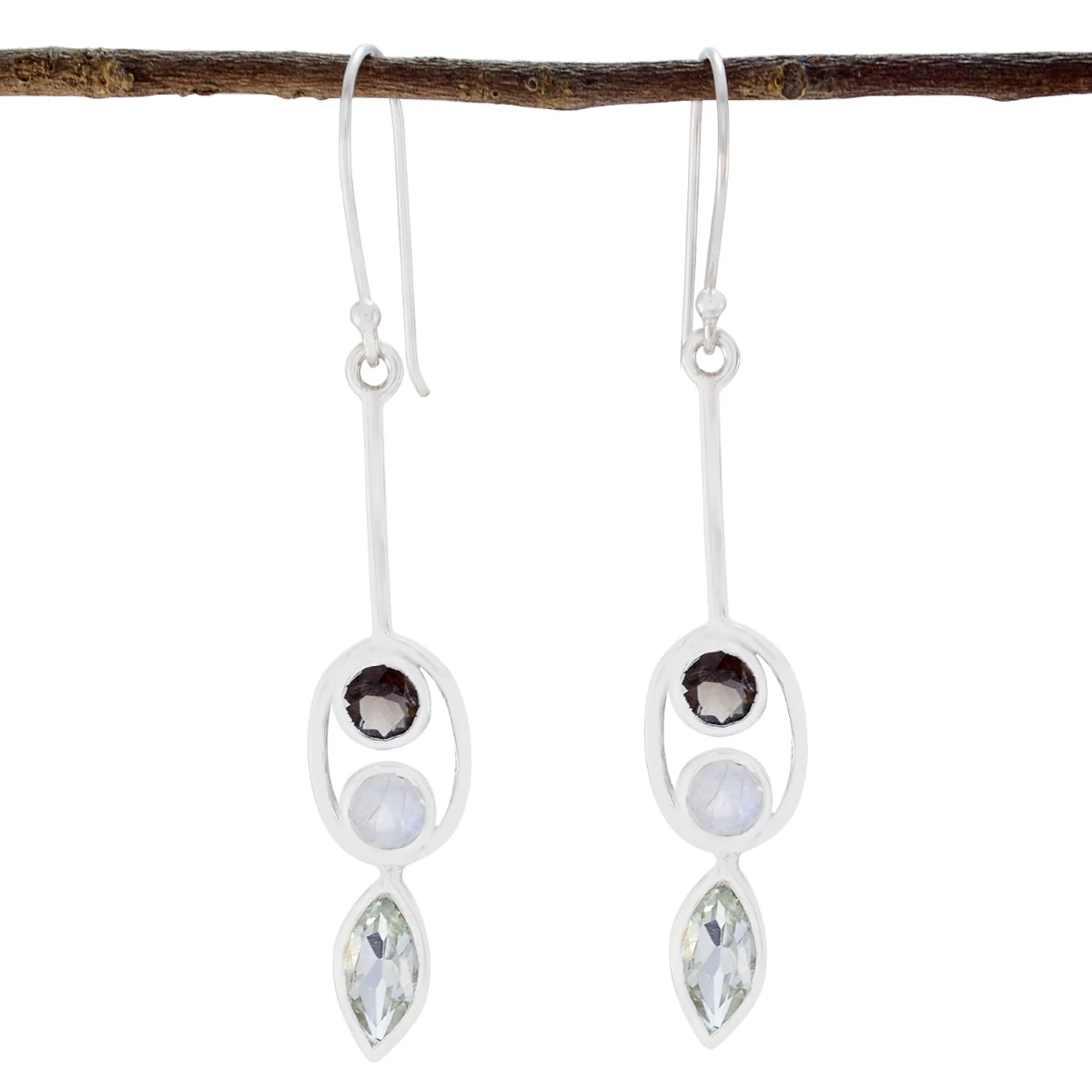 Multi Egyptian Eva multiple Dangle multicolor 92.5 Silver Earring
