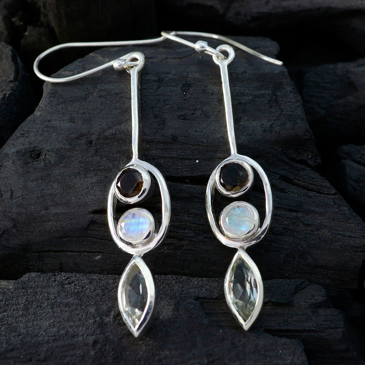 Multi Egyptian Eva multiple Dangle multicolor 92.5 Silver Earring - Image 2
