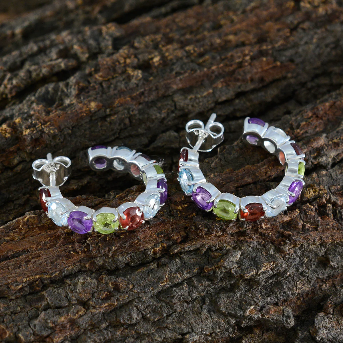 Multi Egyptian Ivana multiple Stud multicolor Silver Earring - Image 3