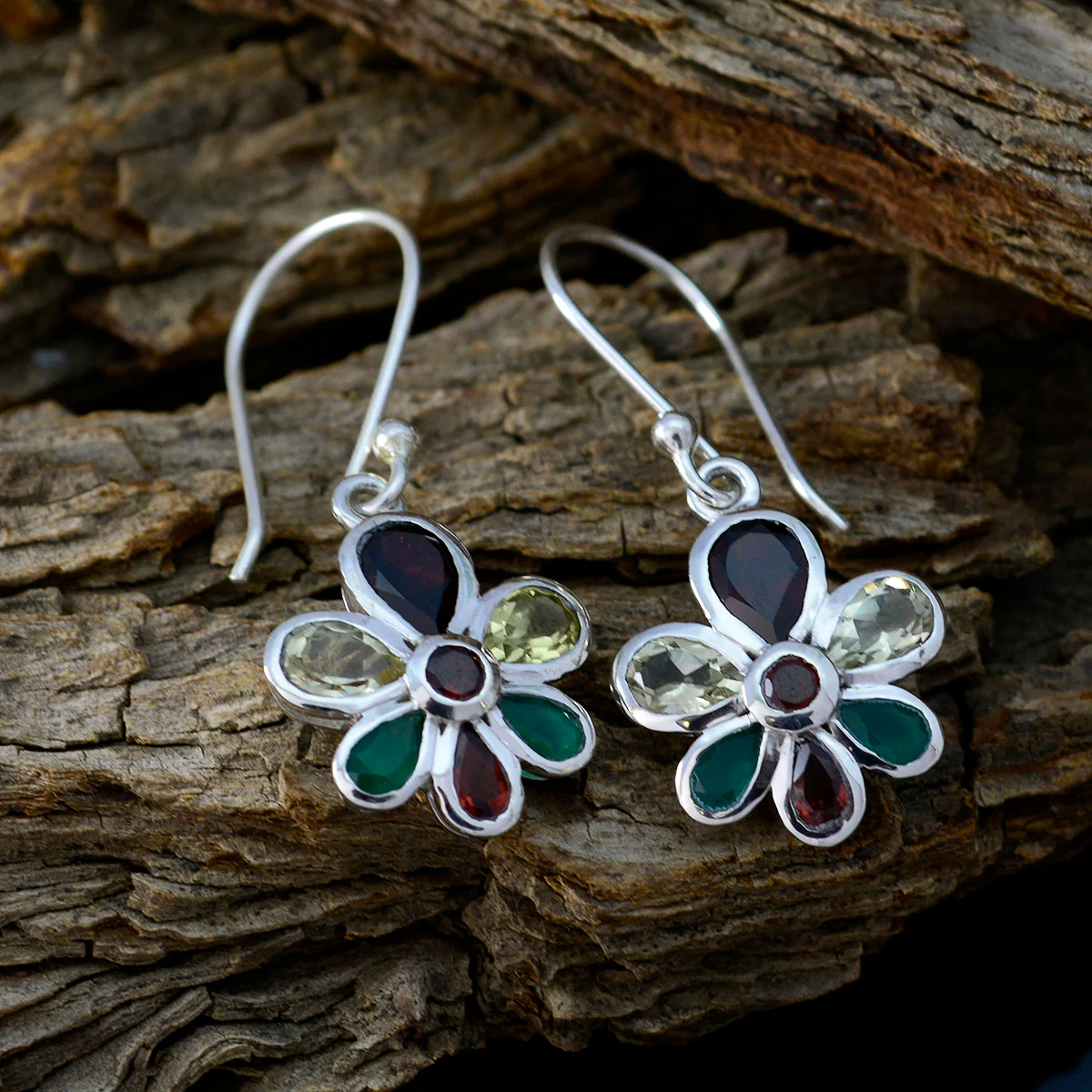 Multi Egyptian Nari multiple Dangle multicolor 925 Sterling Silver Earring - Image 3