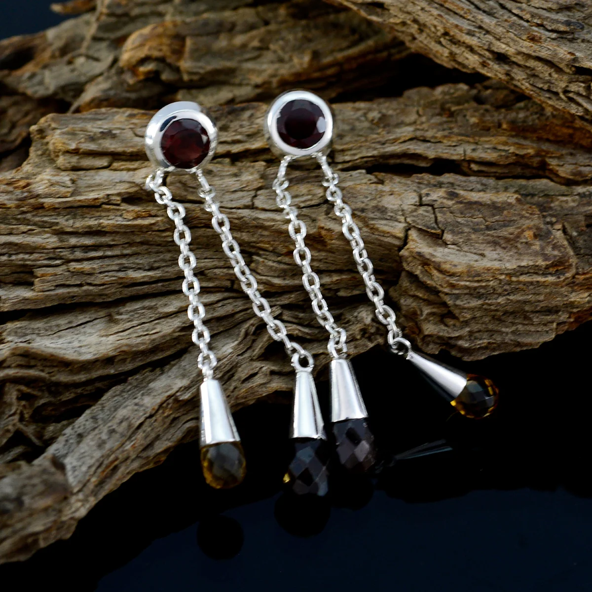 Multi Egyptian Scarlett multiple Stud multicolor 92.5 Silver Earring - Image 3