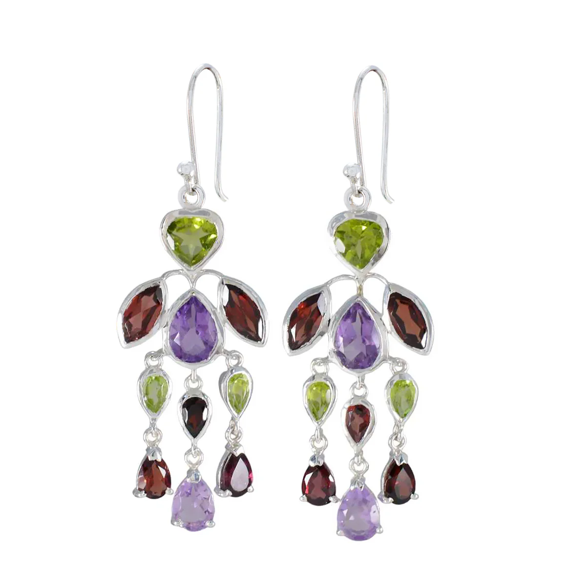 Multi Egyptian Yan multiple Dangle multicolor Sterling Silver Earring - Image 2
