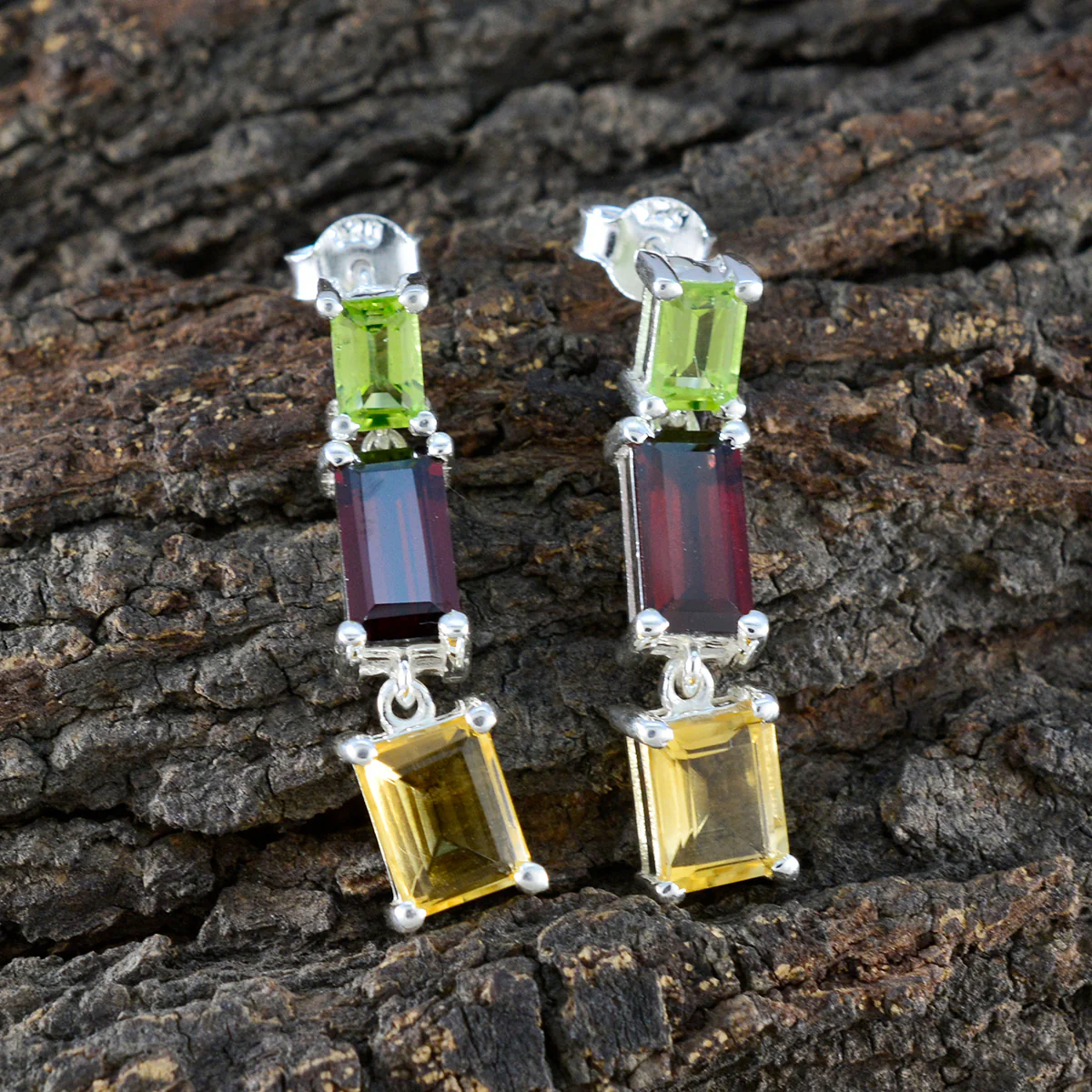 Multi French Nella multiple Stud multicolor Sterling Silver Earring - Image 3