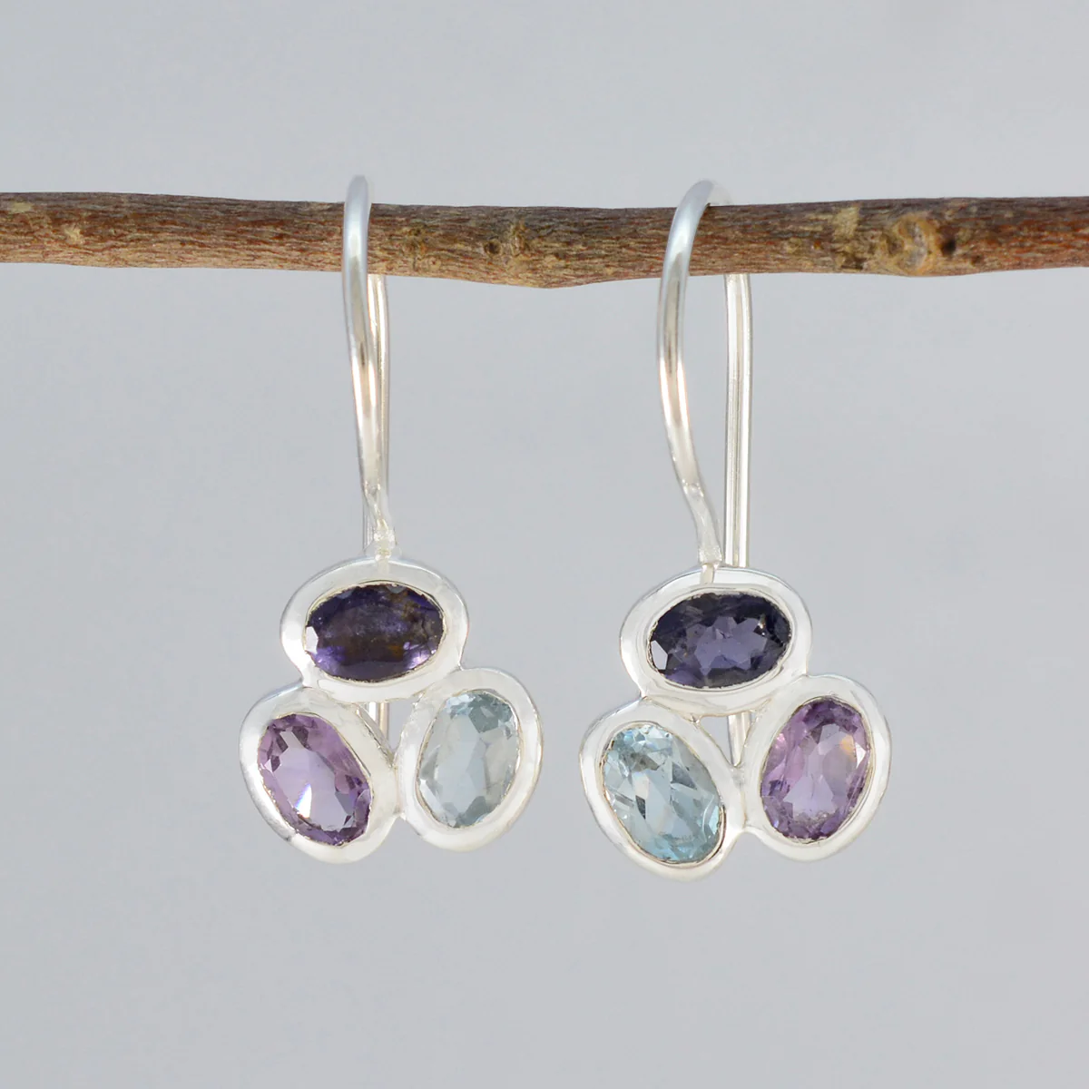 Multi French Rosa Trilogy Dangle multicolor Sterling Silver Earring - Image 2