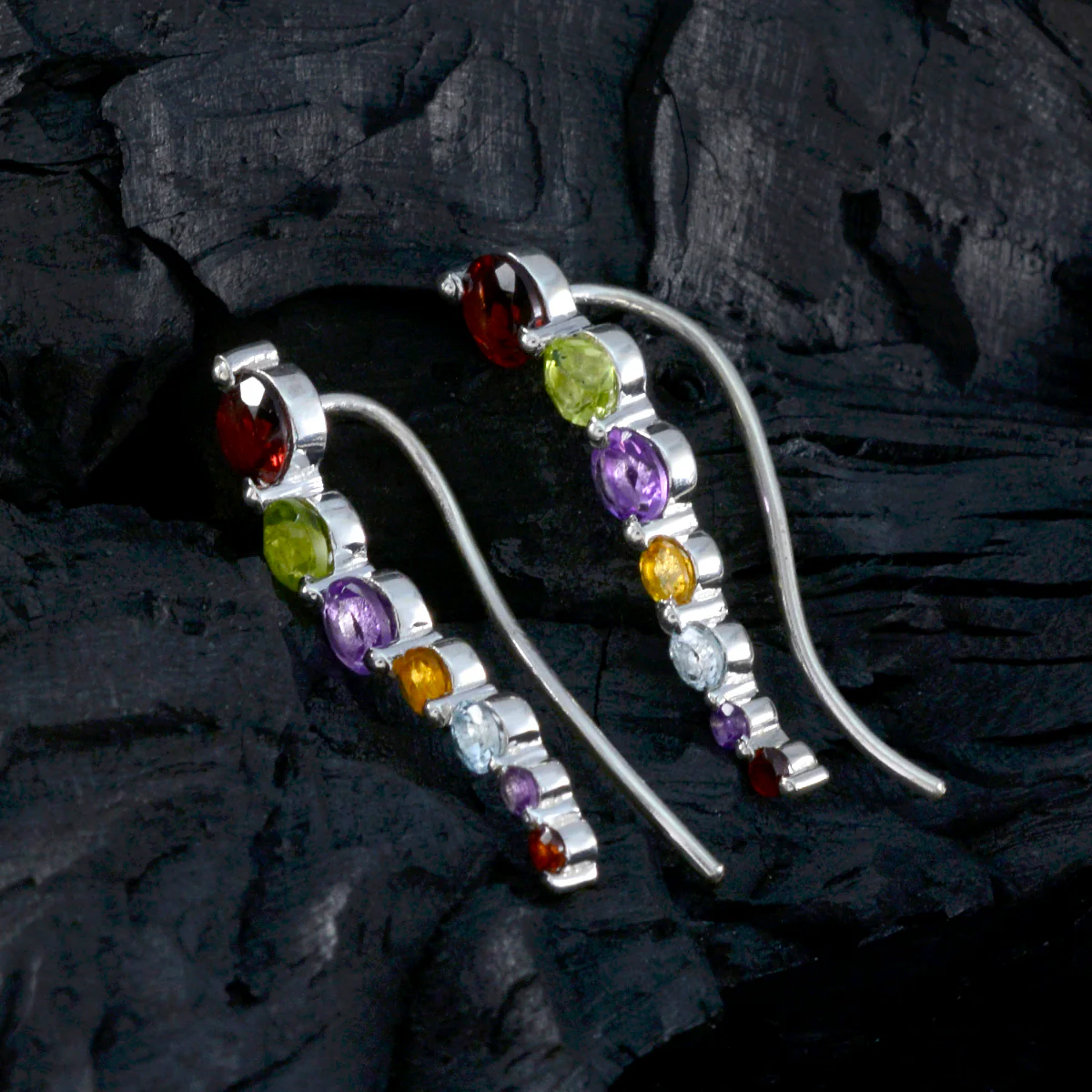 Multi French Yan multiple EarCuff multicolor 925 Silver Earring - Image 3