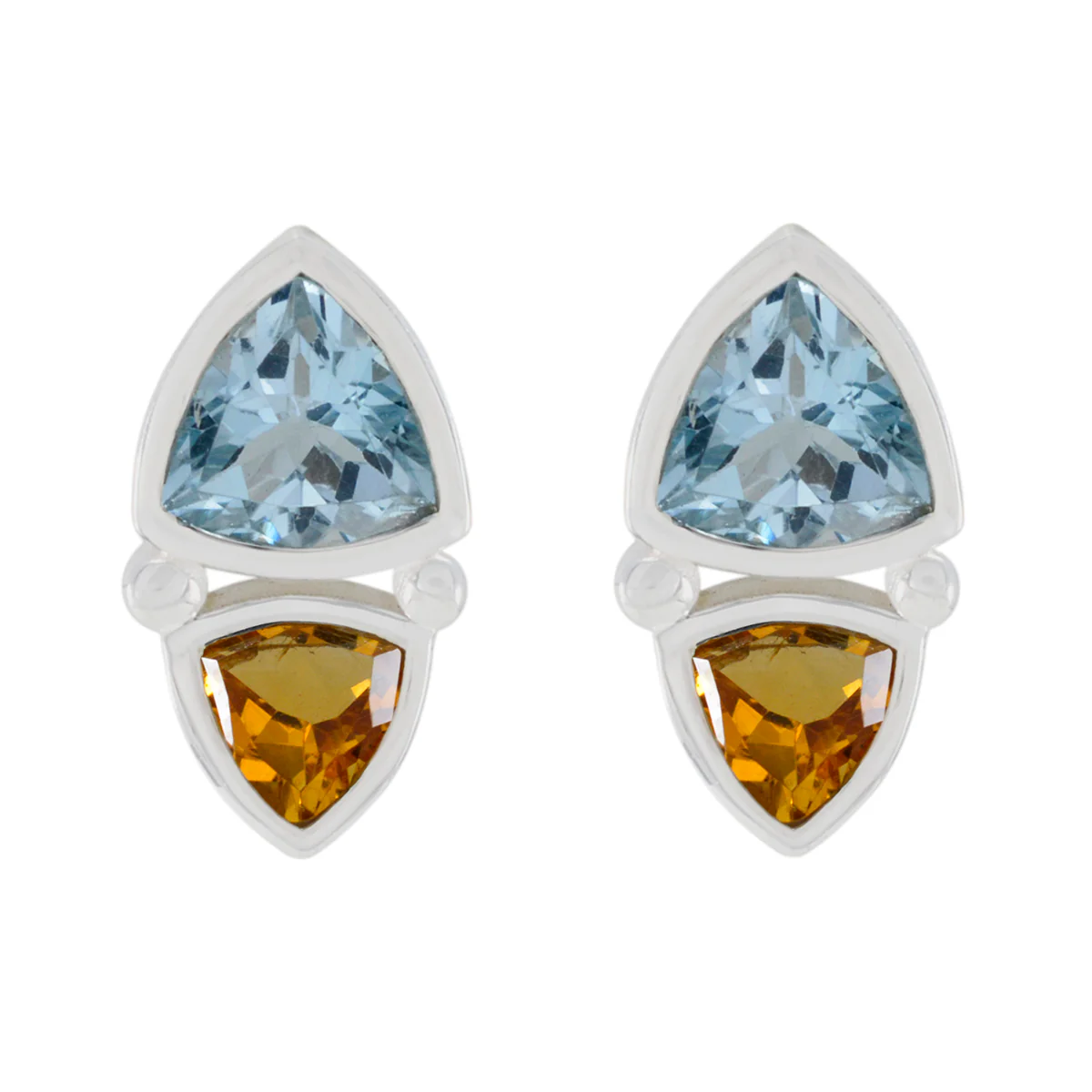 Multi German Abigail Toi et Moi Stud multicolor Sterling Silver Earring