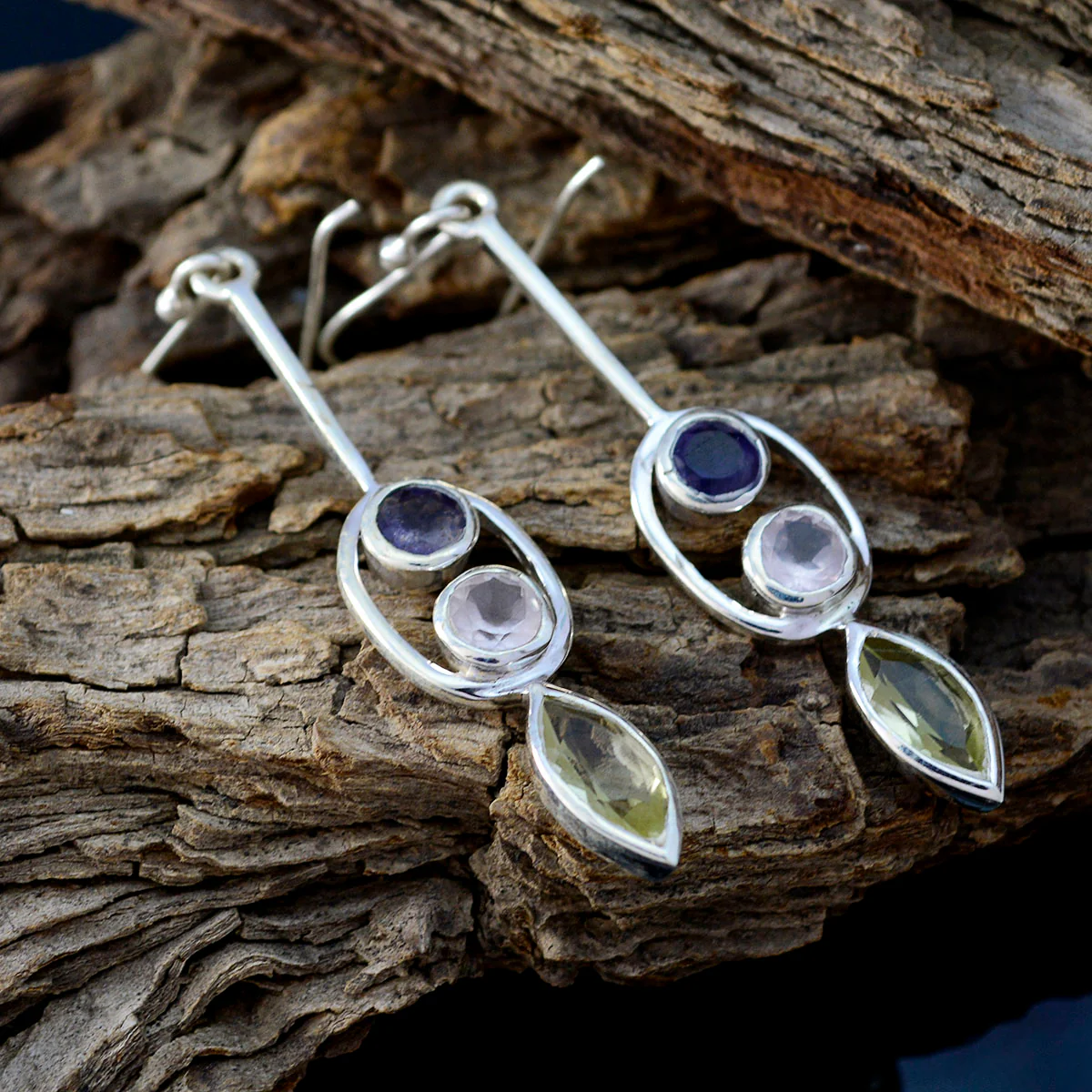 Multi German Stella multiple Dangle multicolor Sterling Silver Earring - Image 3