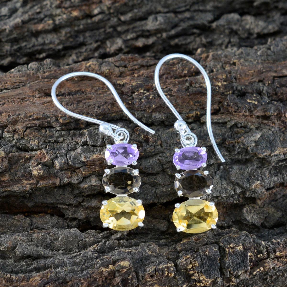 Multi German Violet multiple Dangle multicolor 925 Silver Earring - Image 3