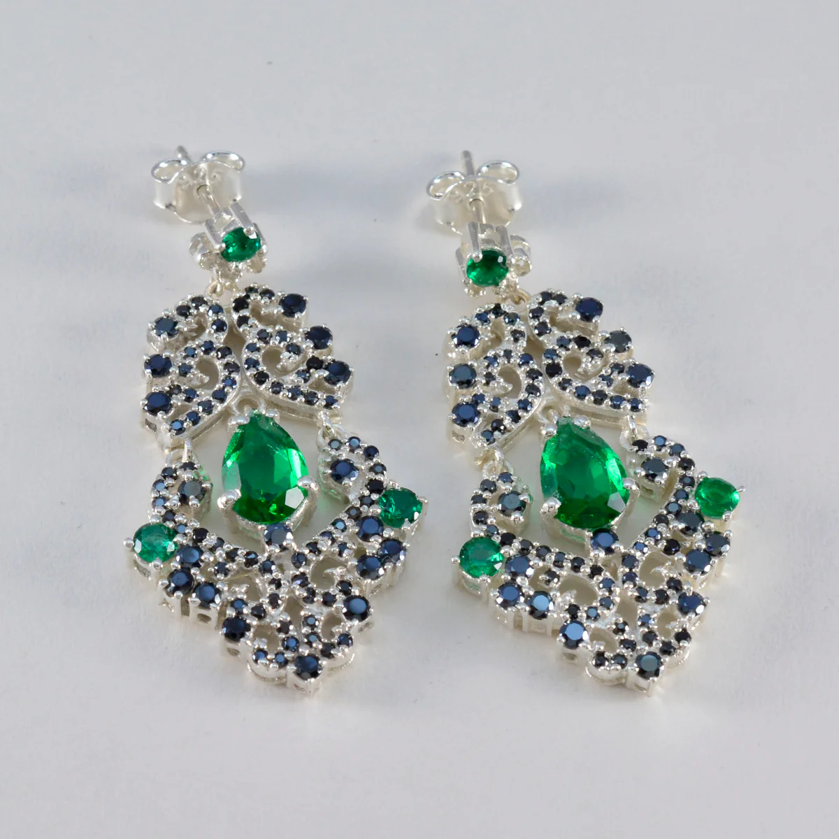 Multi Indian Araya multiple Stud multicolor Silver Earring - Image 2
