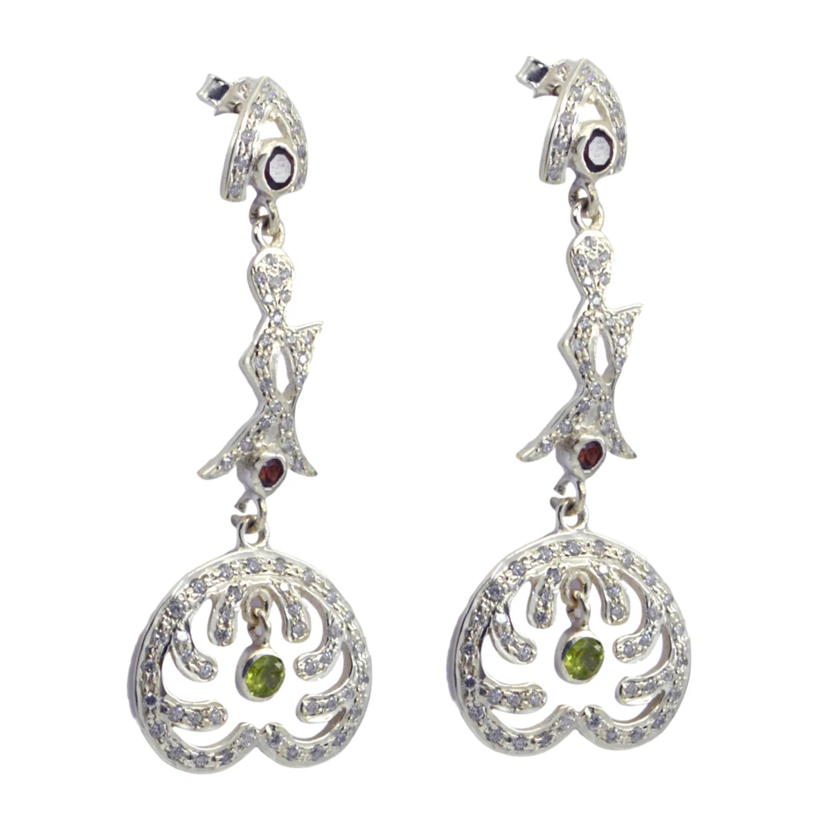 Multi Indian Saanvi multiple Stud multicolor 925 Sterling Silver Earring - Image 2