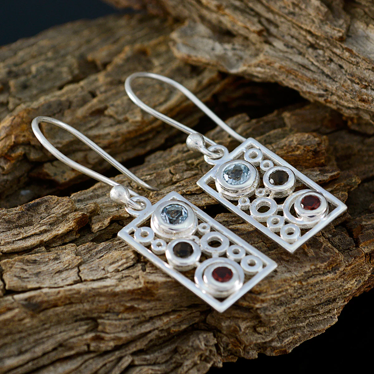 Multi Italian Agnes multiple Dangle multicolor 92.5 Silver Earring - Image 3