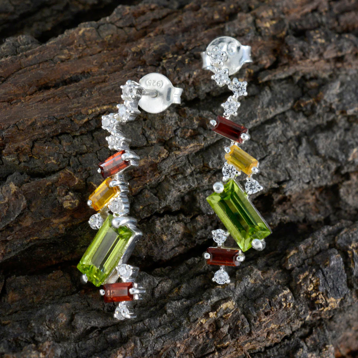 Multi Italian Antonia multiple Stud multicolor Sterling Silver Earring - Image 3