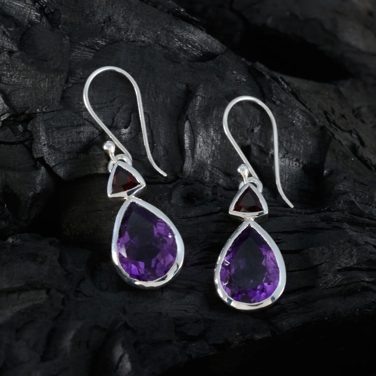 Multi Italian Elena Toi et Moi Dangle multicolor 925 Silver Earring - Image 2
