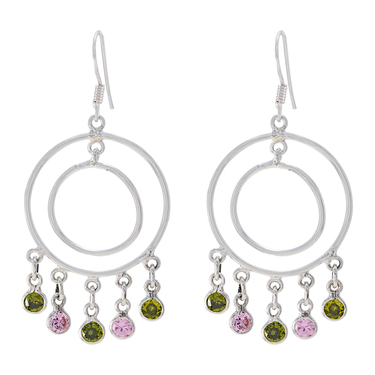 Multi Italian Inès multiple Dangle multicolor 92.5 Silver Earring