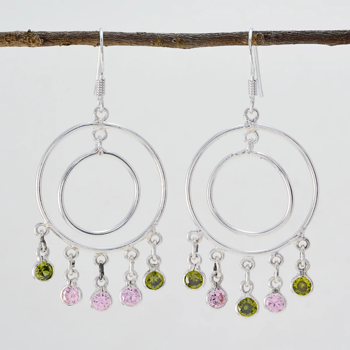 Multi Italian Inès multiple Dangle multicolor 92.5 Silver Earring - Image 2