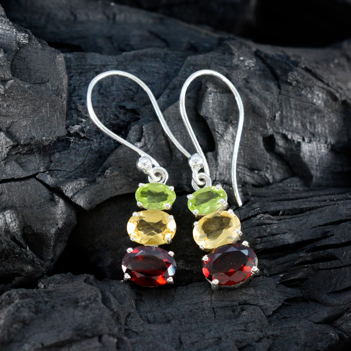 Multi Italian Skylar multiple Dangle multicolor Silver Earring - Image 4