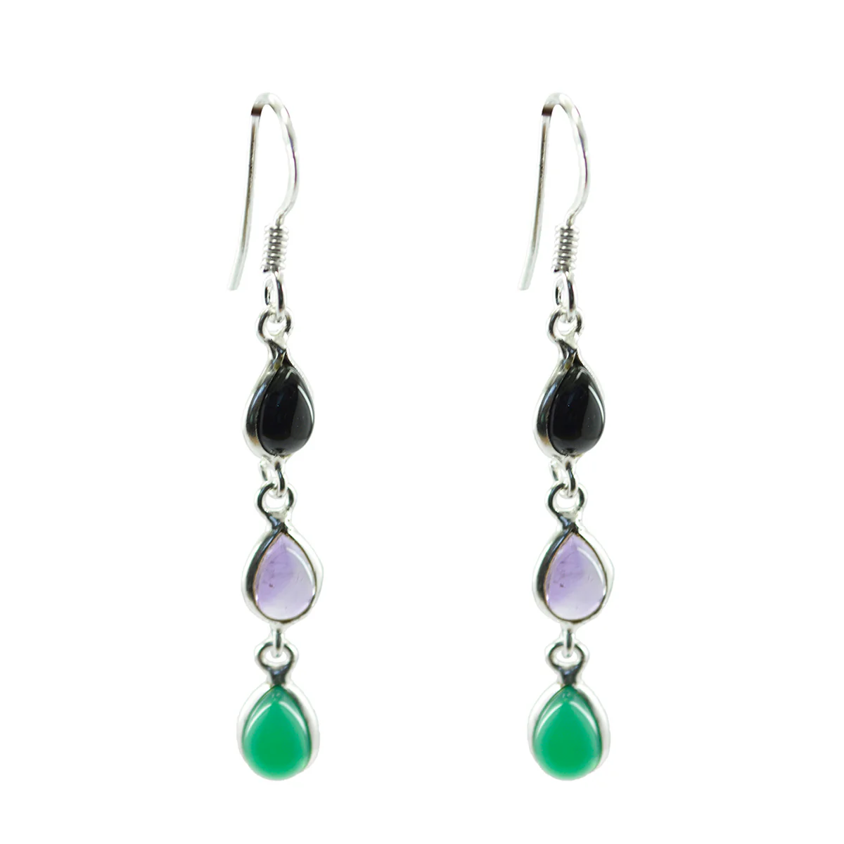 Multi Japanese Nova multiple Dangle multicolor 925 Sterling Silver Earring