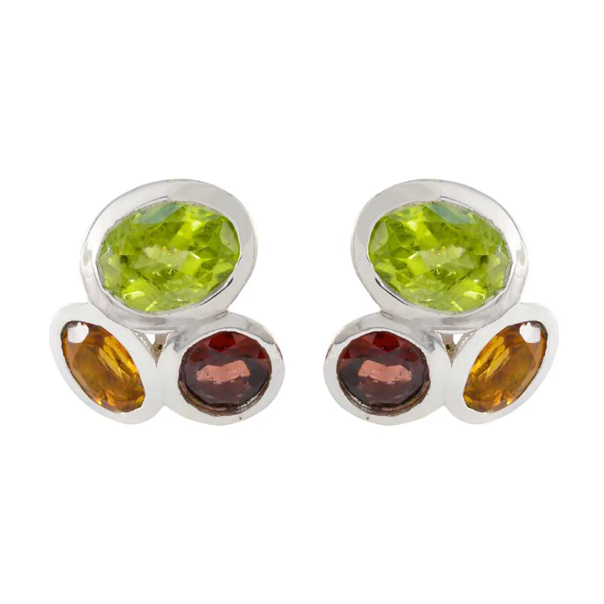 Multi Japanese Pauline multiple Stud multicolor 925 Sterling Silver Earring