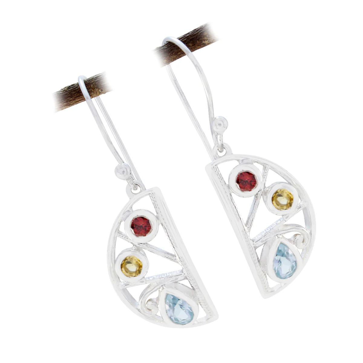 Multi Japanese Zoe multiple Dangle multicolor Sterling Silver Earring - Image 3