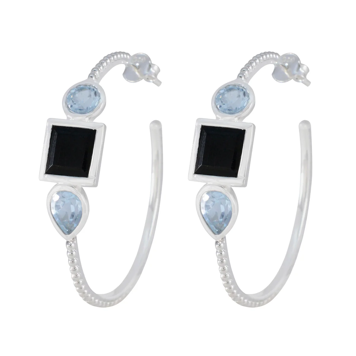 Multi Korean Ayaka Trilogy Stud multicolor Sterling Silver Earring