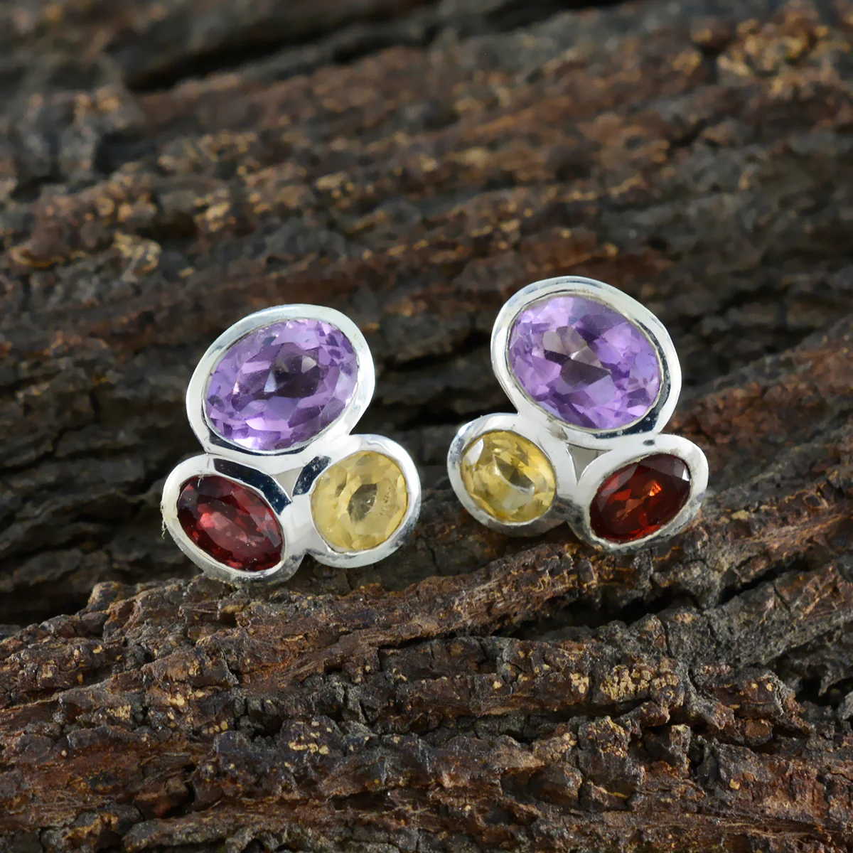 Multi Korean Olivia multiple Stud multicolor 92.5 Silver Earring - Image 3