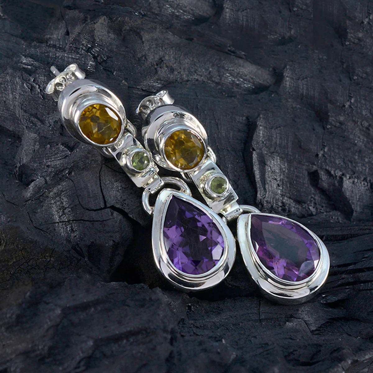 Multi Latin American Mathilde multiple Stud multicolor 925 Silver Earring - Image 2