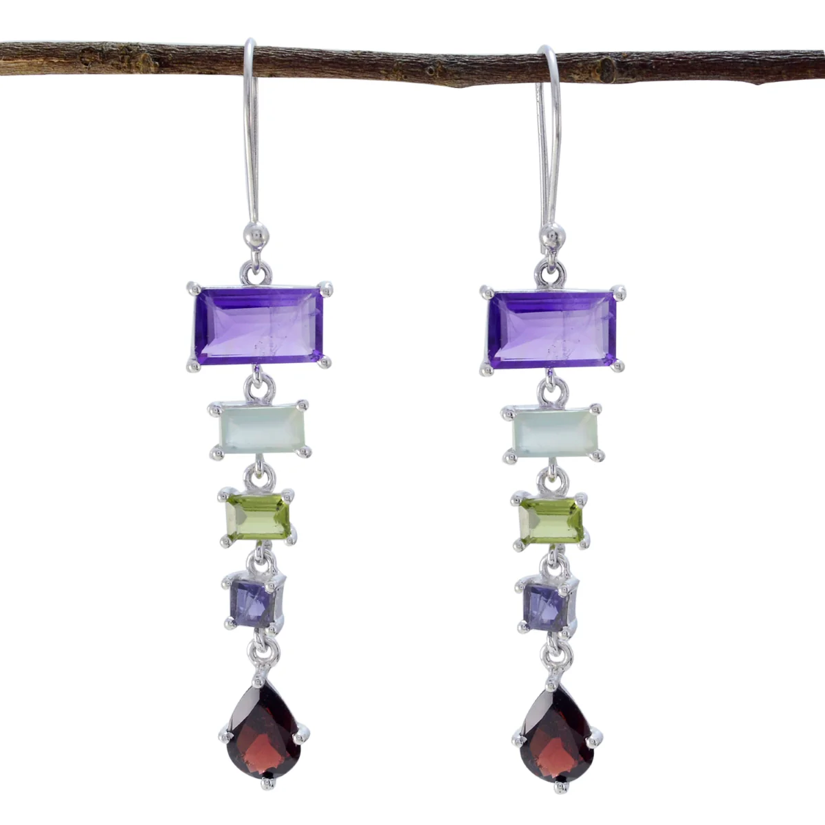 Multi Mexican Alice multiple Dangle multicolor 92.5 Silver Earring