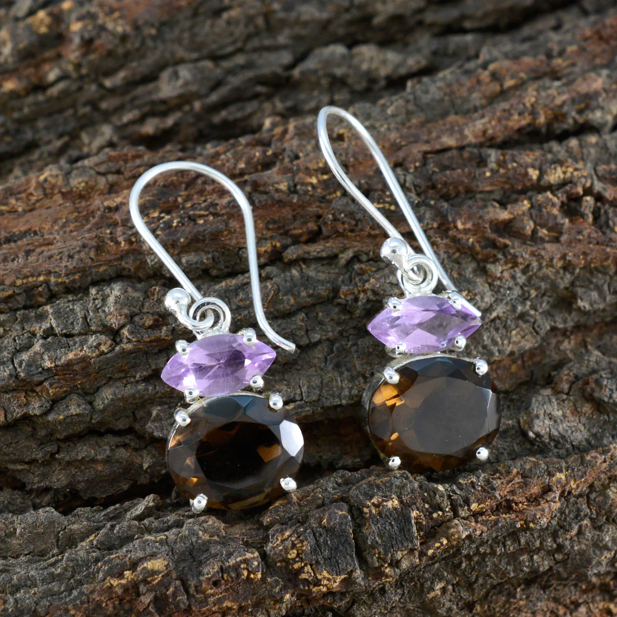 Multi Middle Eastern Alice Toi et Moi Dangle multicolor Sterling Silver Earring - Image 3