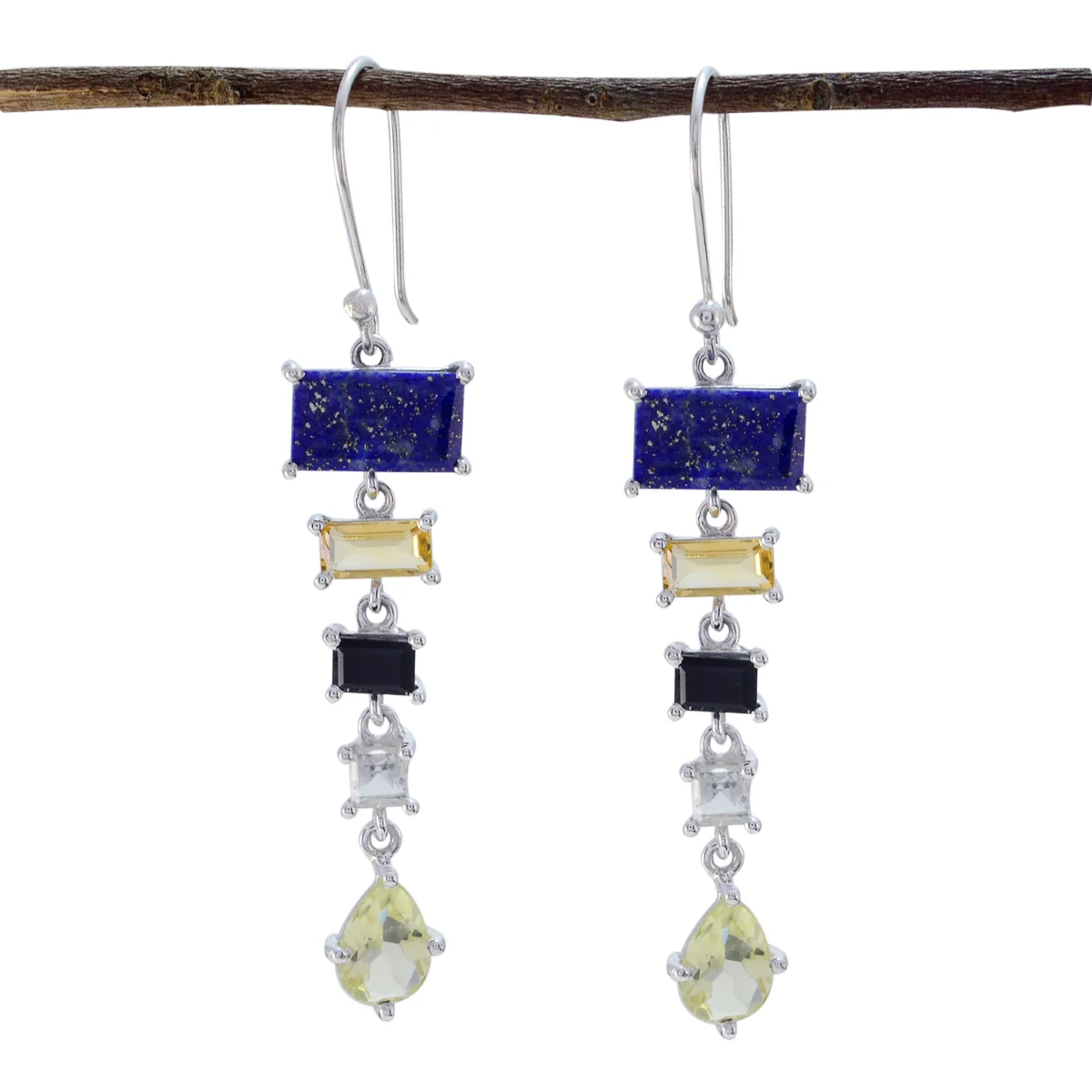 Multi Middle Eastern Ana multiple Dangle multicolor 92.5 Silver Earring