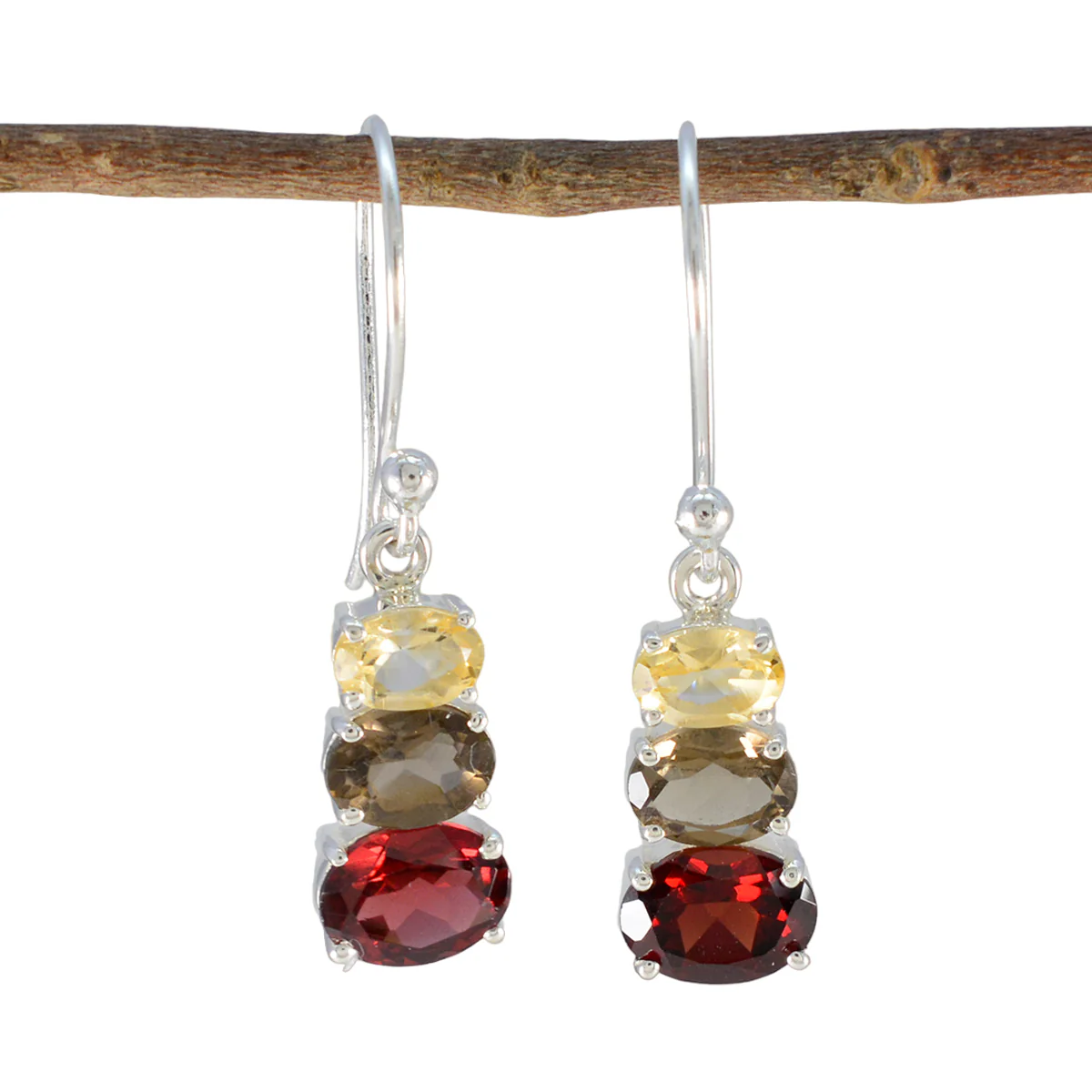 Multi Middle Eastern Sofia multiple Dangle multicolor Sterling Silver Earring