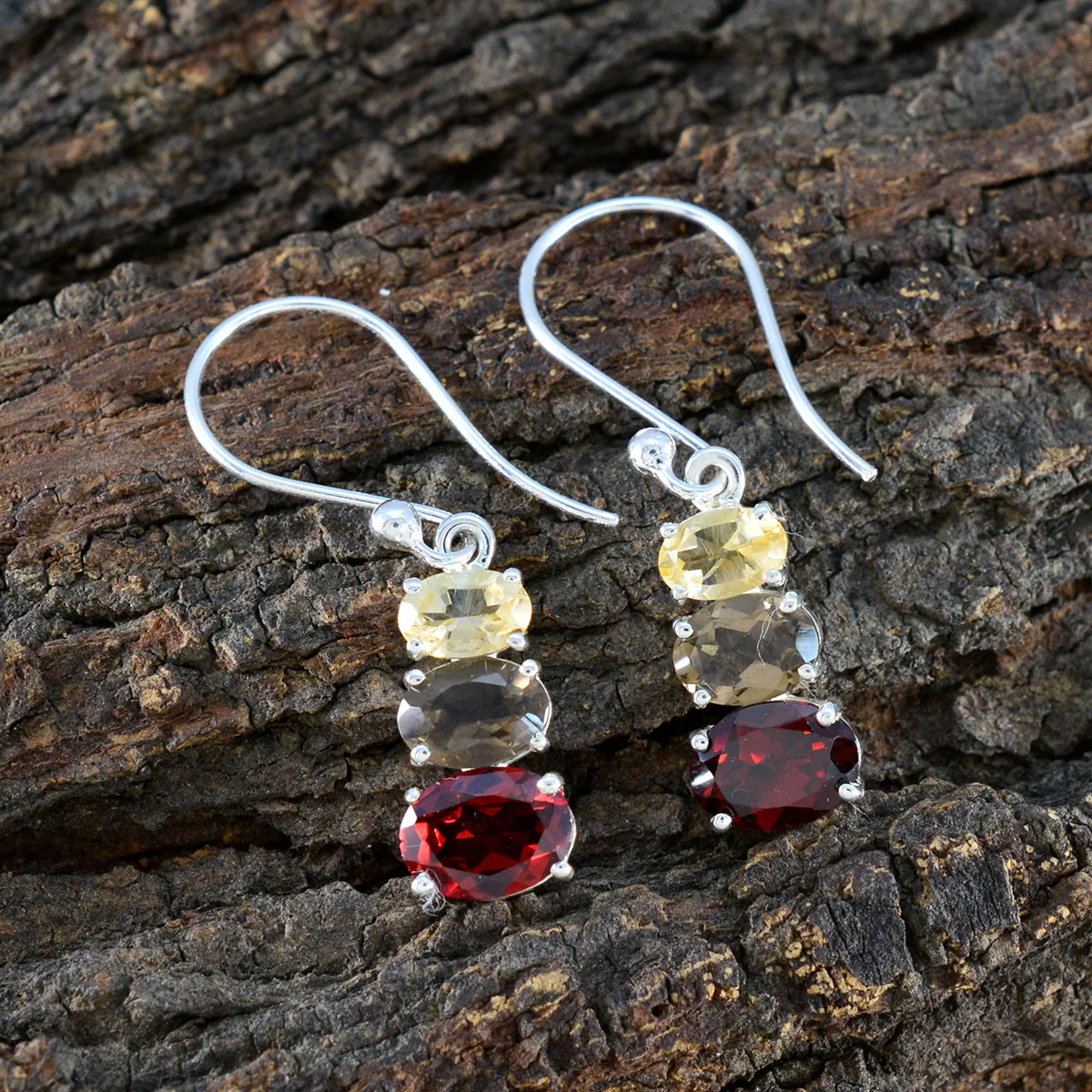 Multi Middle Eastern Sofia multiple Dangle multicolor Sterling Silver Earring - Image 3