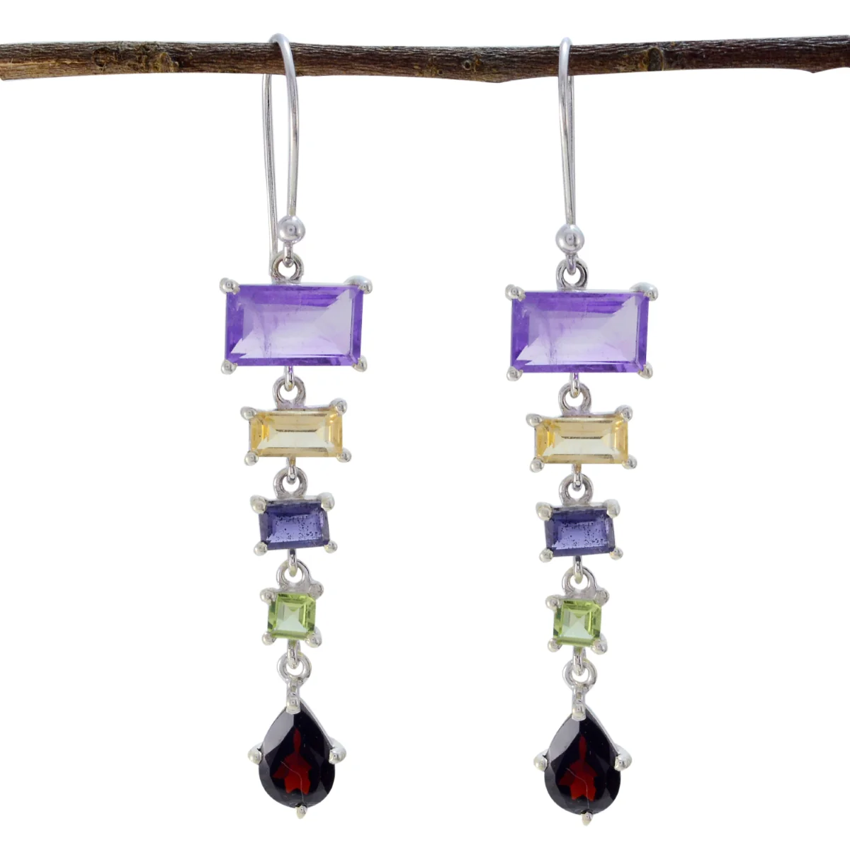 Multi Russian Autumn multiple Dangle multicolor 92.5 Silver Earring