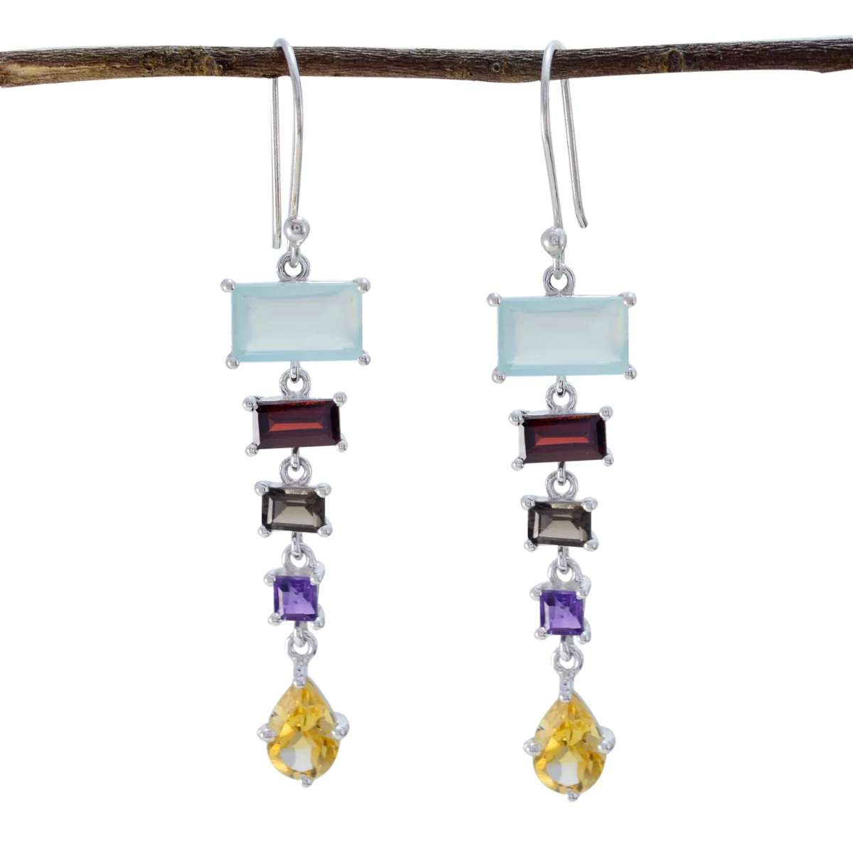 Multi Spanish Amelia multiple Dangle multicolor 92.5 Silver Earring