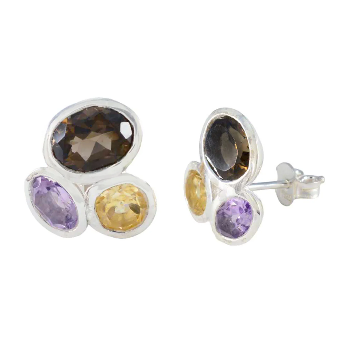 Multi Spanish Dayana Trilogy Stud multicolor 925 Sterling Silver Earring - Image 2